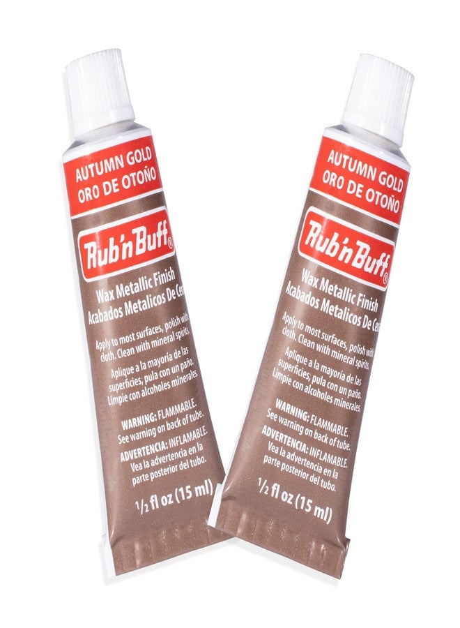 AMACO Rub n Buff Wax Metallic Finish - 2 Rub n Buff Autumn Gold 15ml Tubes - Versatile Gilding Wax for Finishing Furniture Antiquing and Restoration - Rub and Buff Colors Set of Two - Image 1